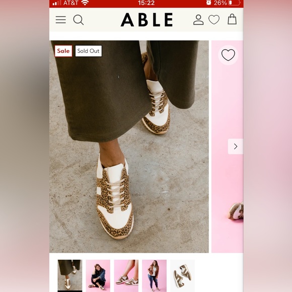 Able Annie Sneaker 6.5 white leather & tan leopard print suede LIKE NEW IN BOX - Picture 2 of 10